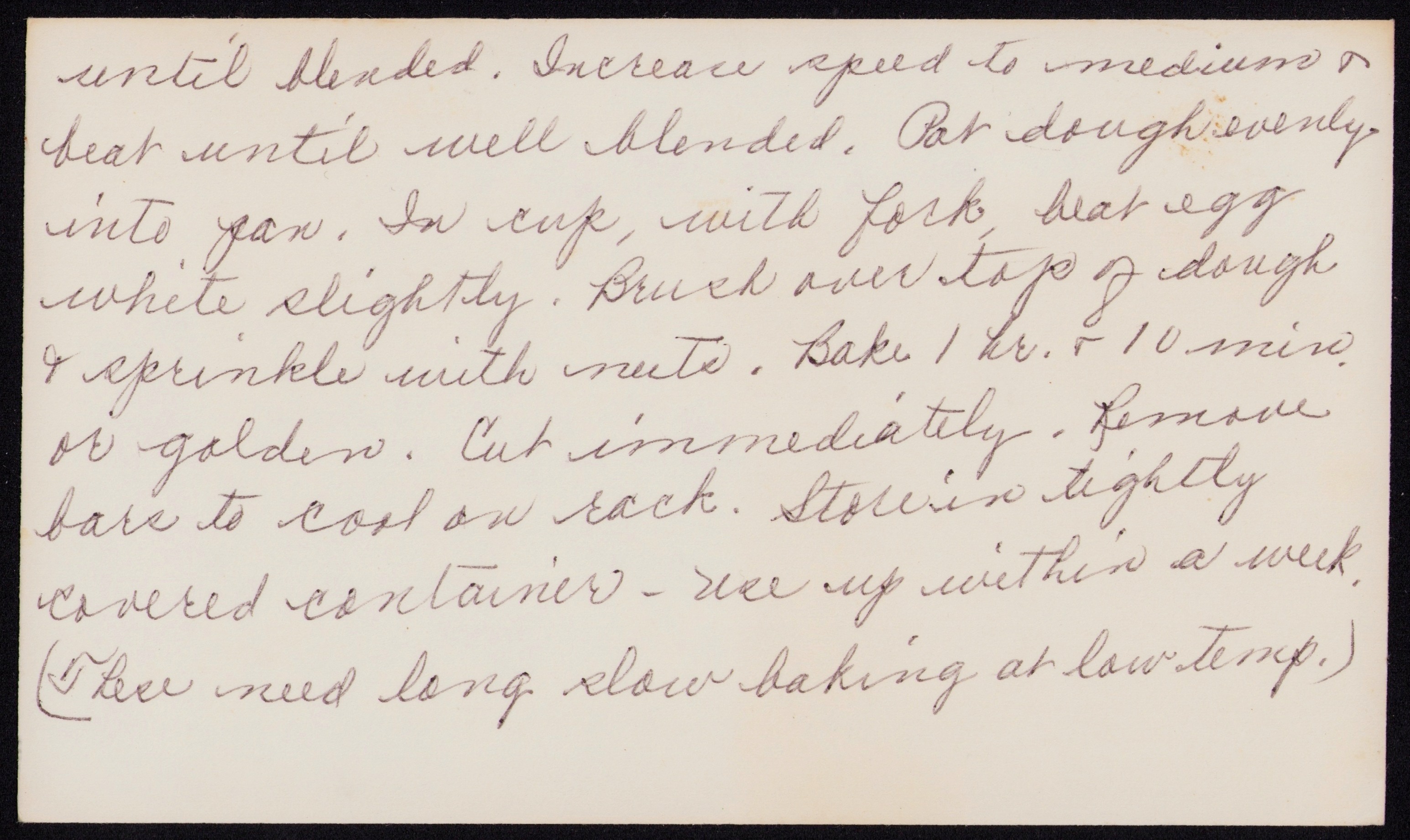 Toffee Bars — back of the card
