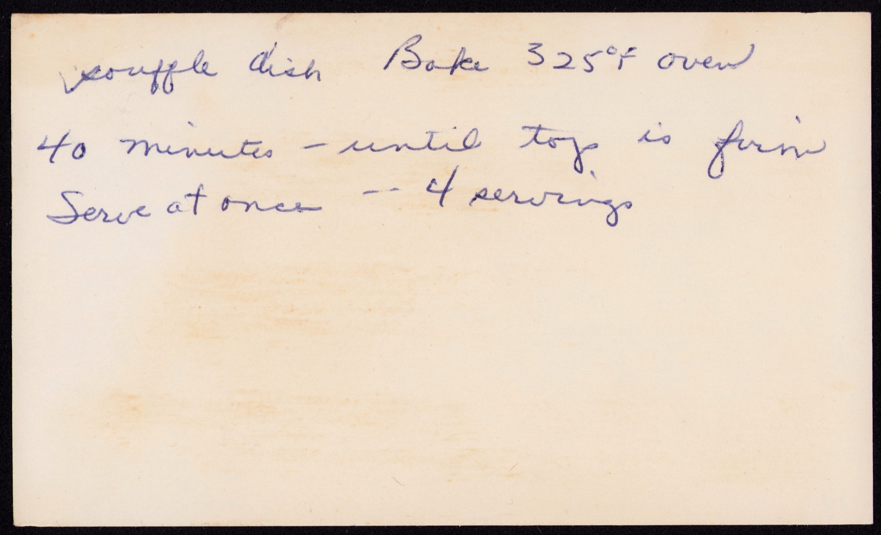 Turkey Mayonnaise Souffle — back of the card