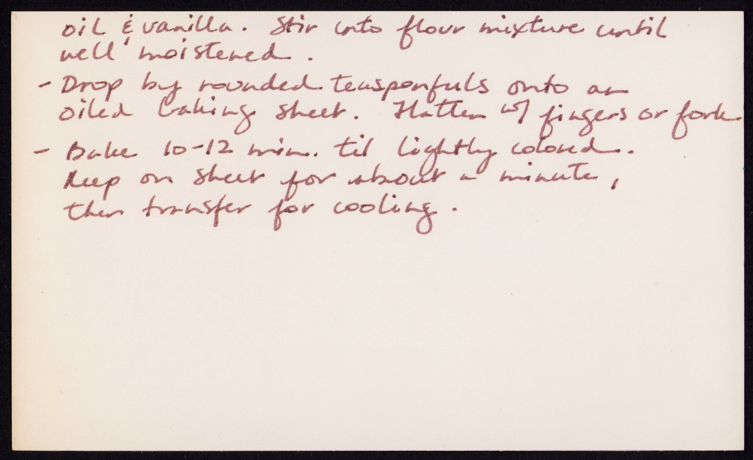 Carrot Cookies 1985 — back of the card