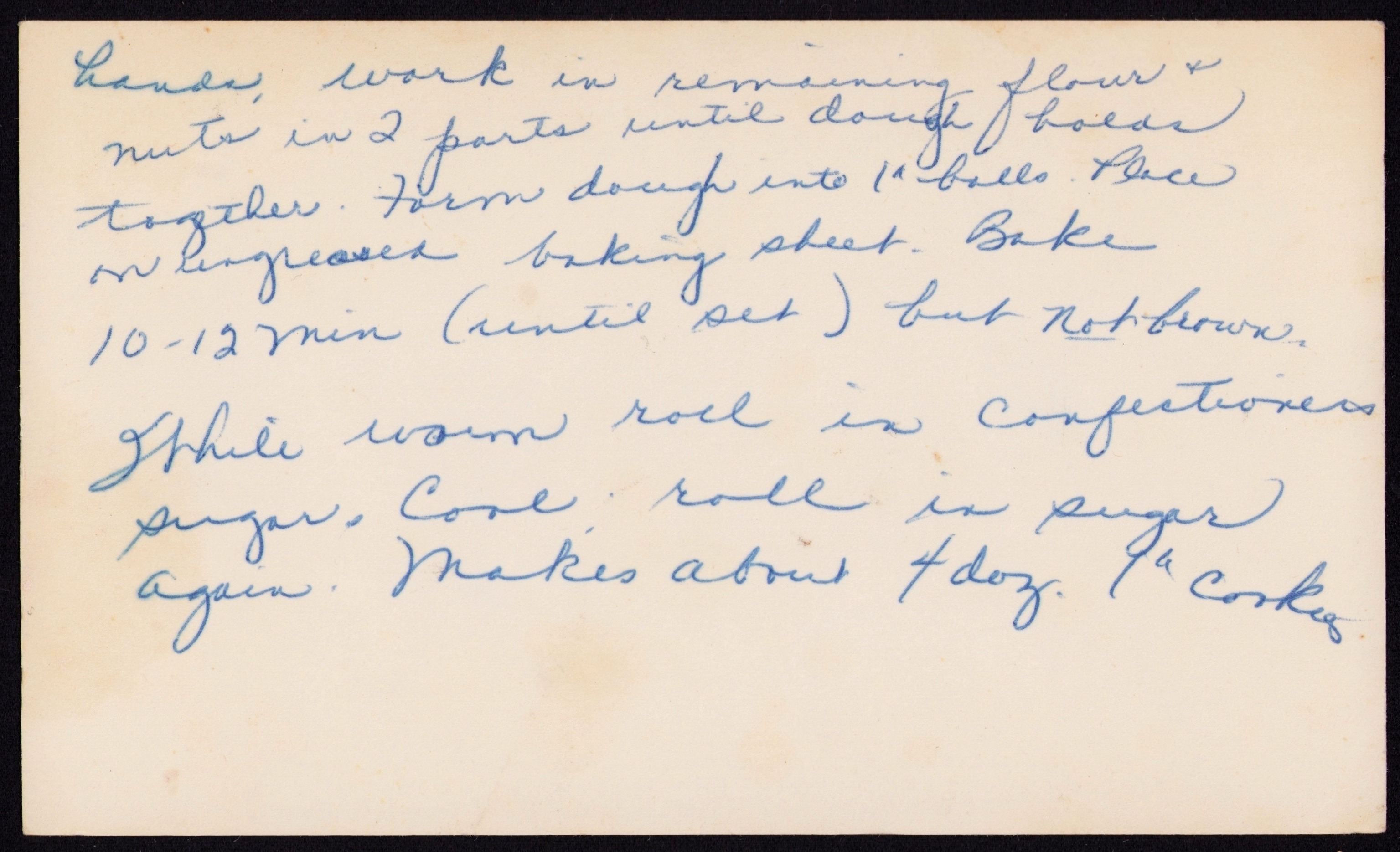 Russian Teacakes — back of the card