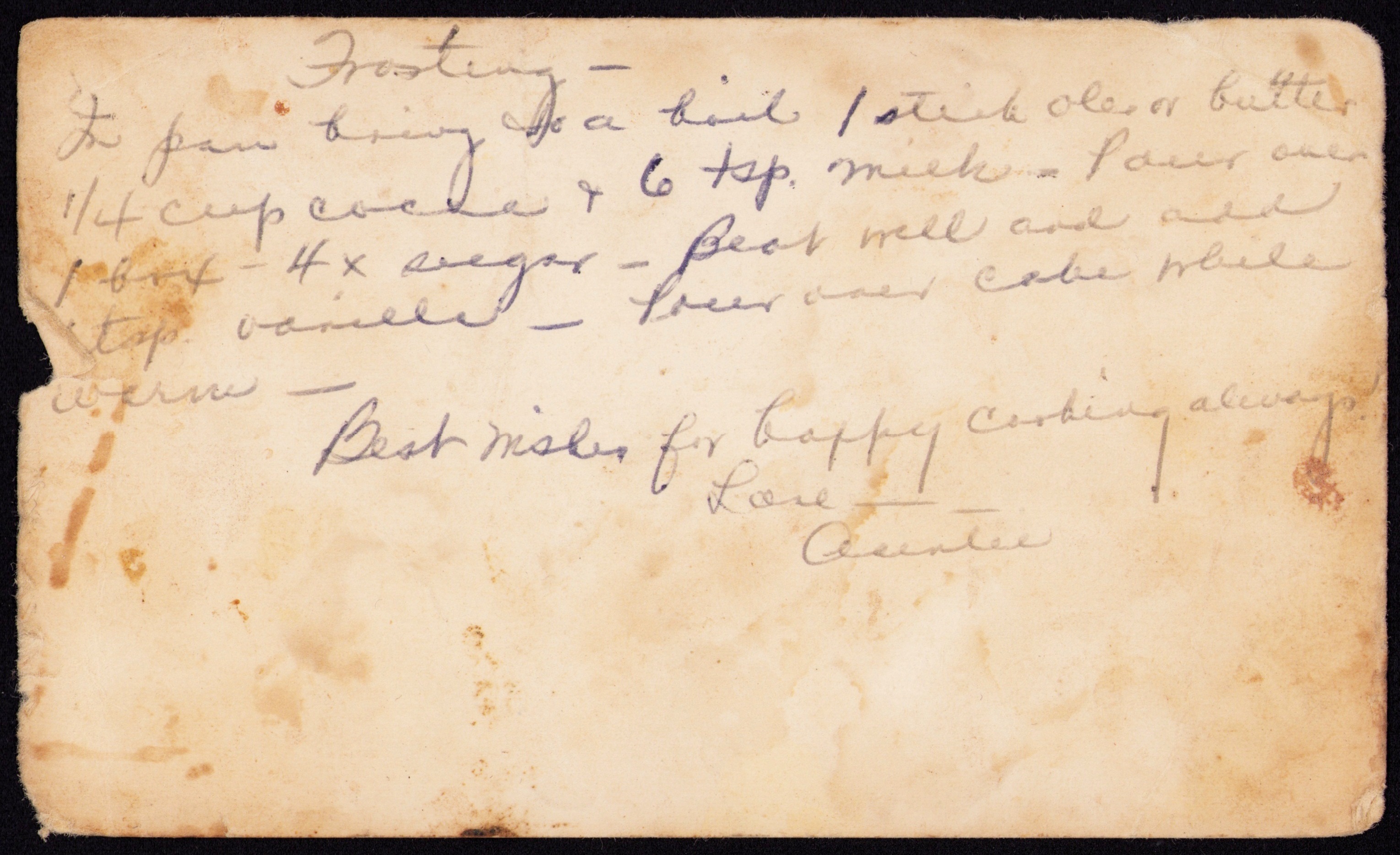 Chocolate Cookies — back of the card