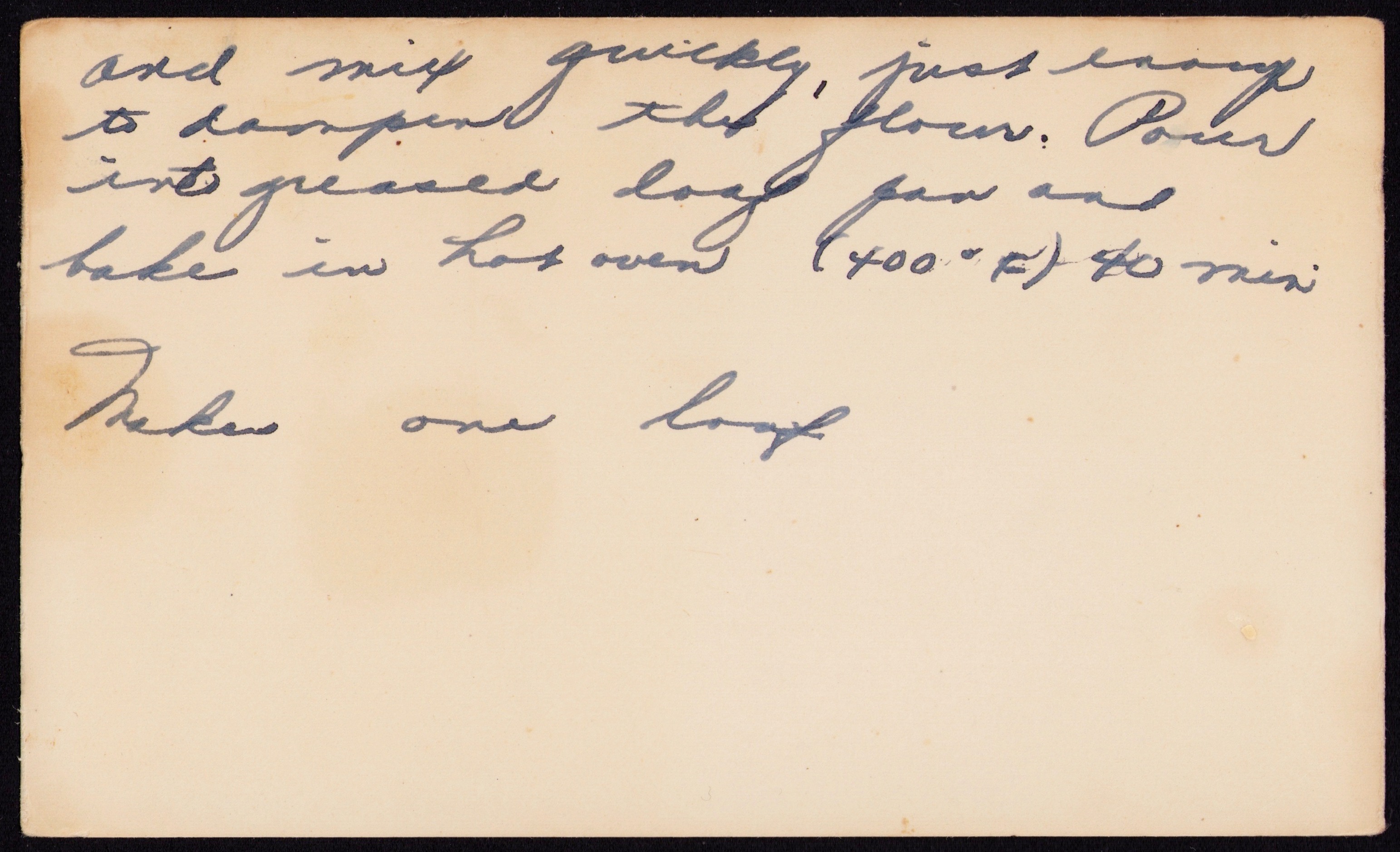 Quick Nut Bread - Elaine Fraze — back of the card