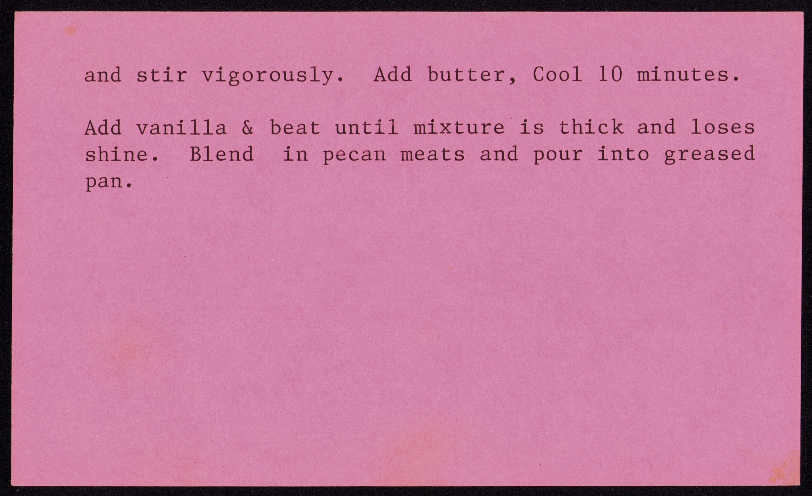 Aunt Belle's Brown Candy — back of the card