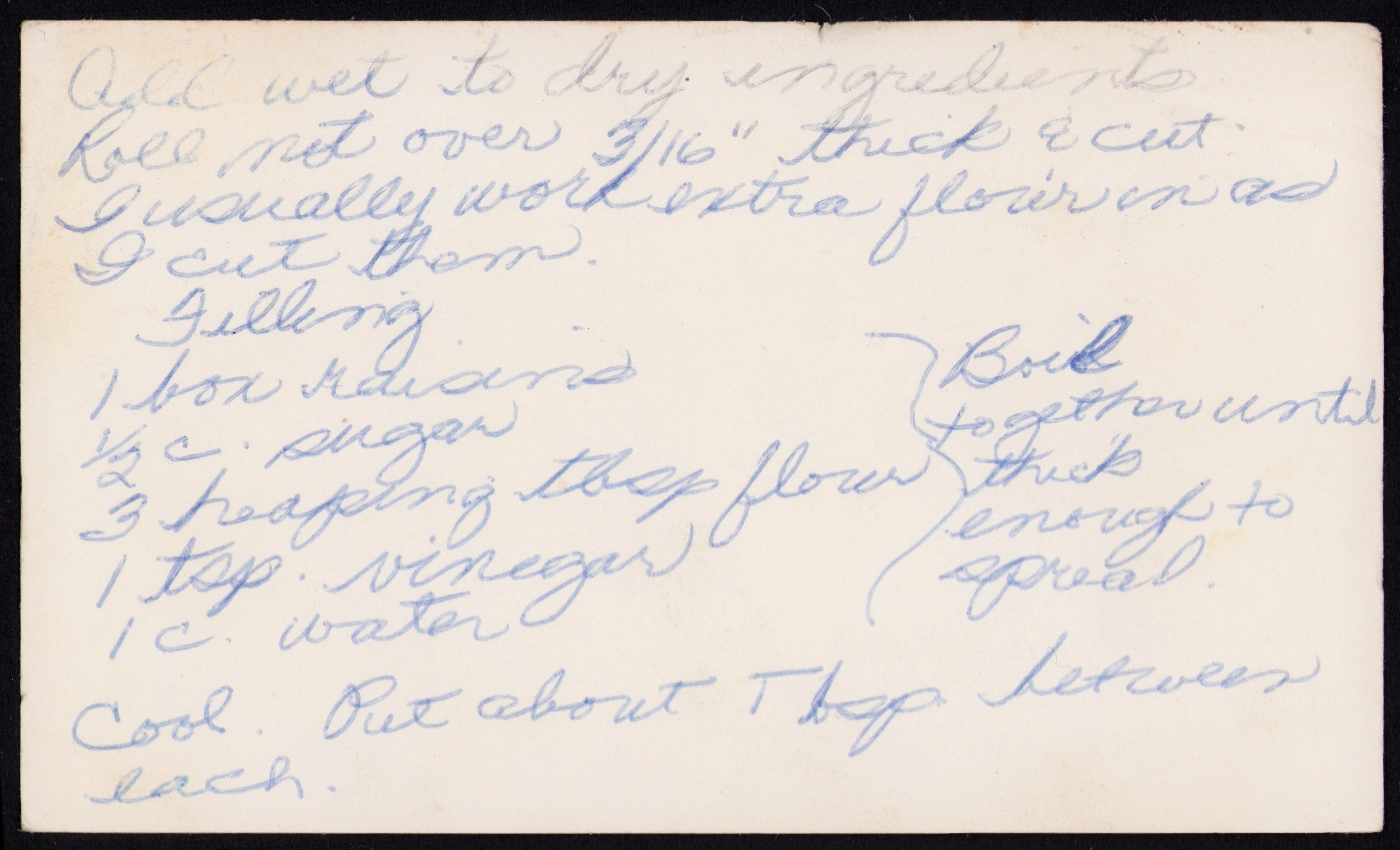 Filled Cookies — back of the card