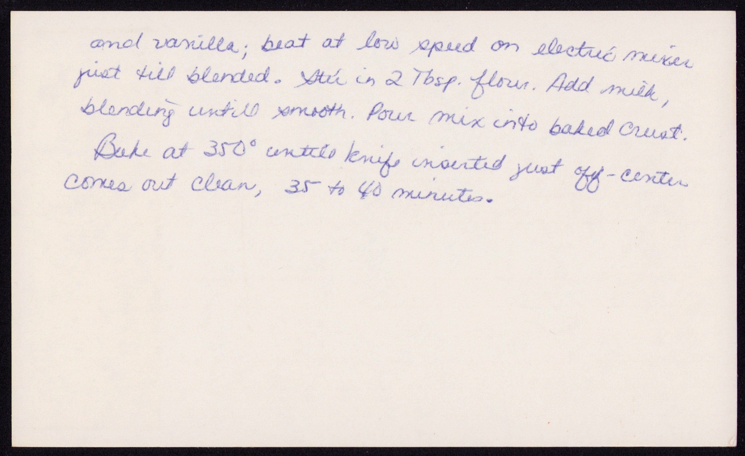 Chocolate Cheesecake — back of the card