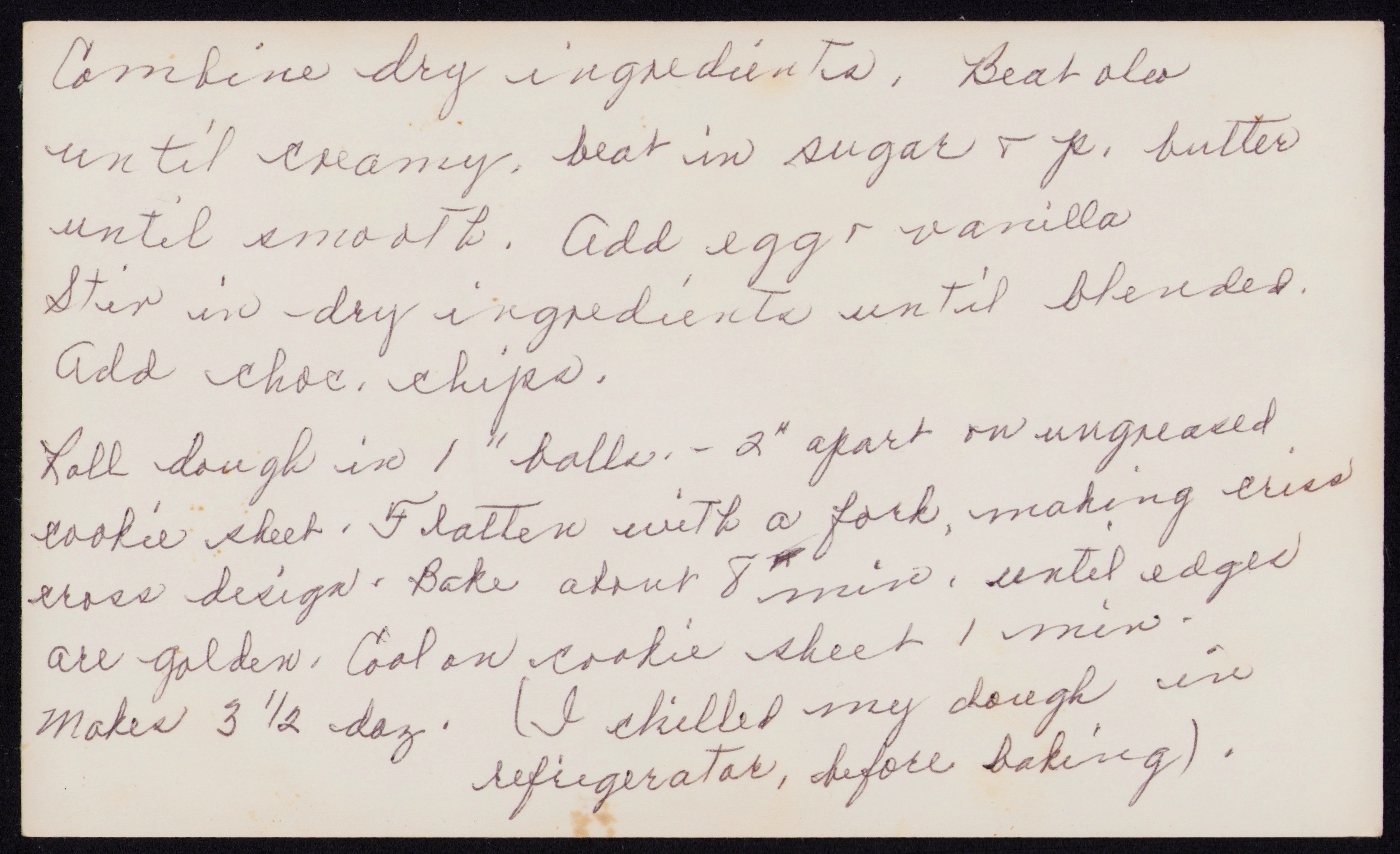 O Butter - Choc. Chip Cookies — back of the card