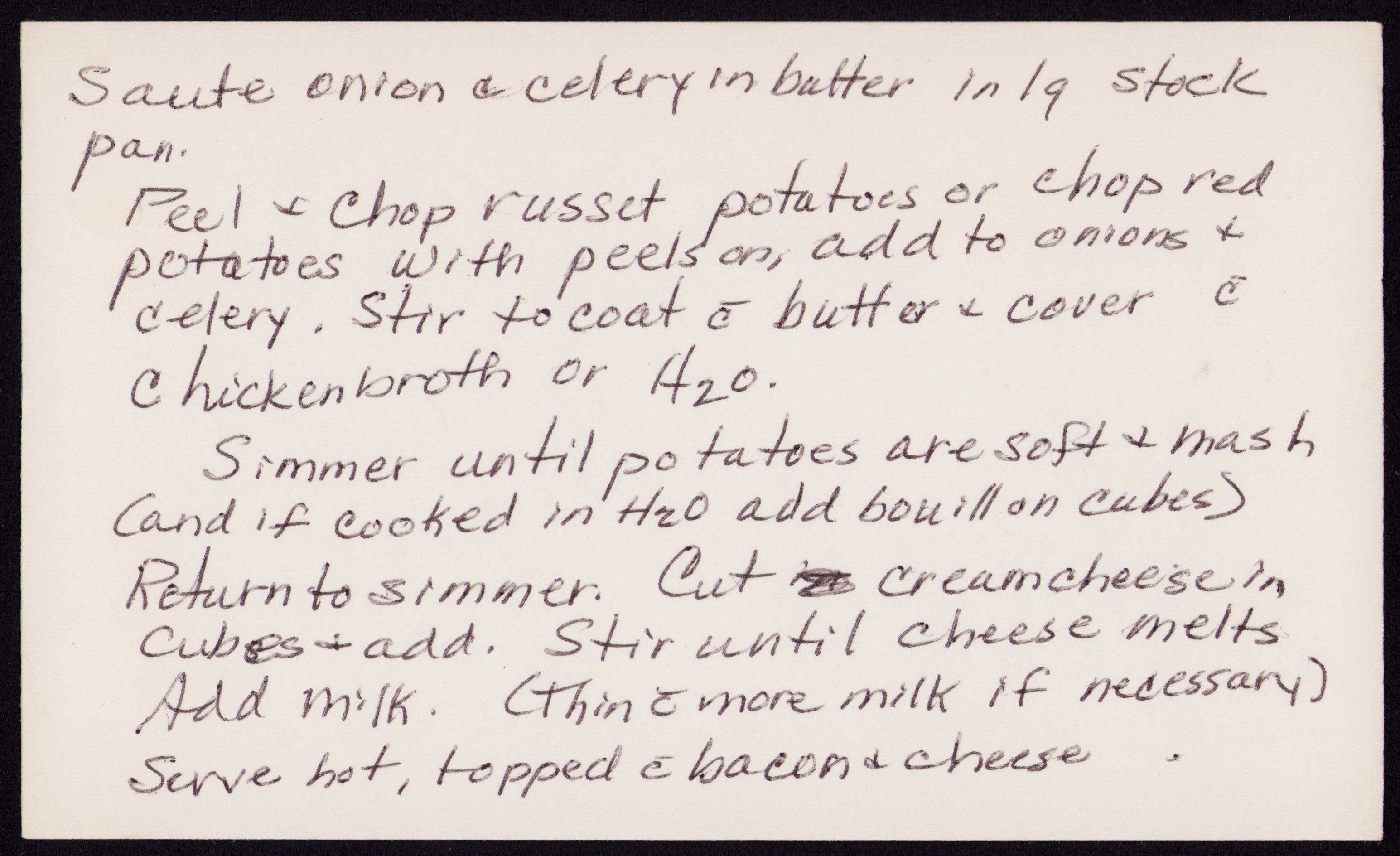 Potato Soup — back of the card