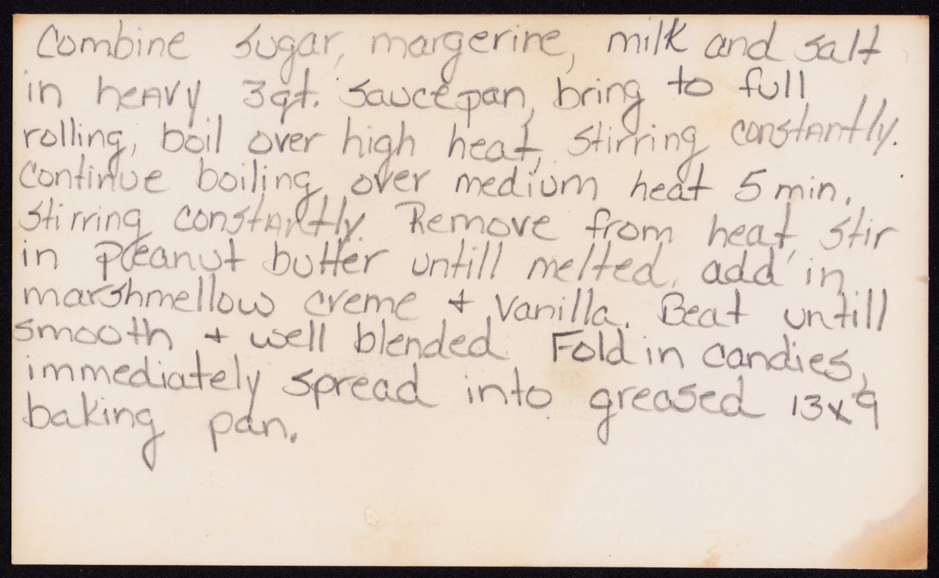 Festive Fudge — back of the card