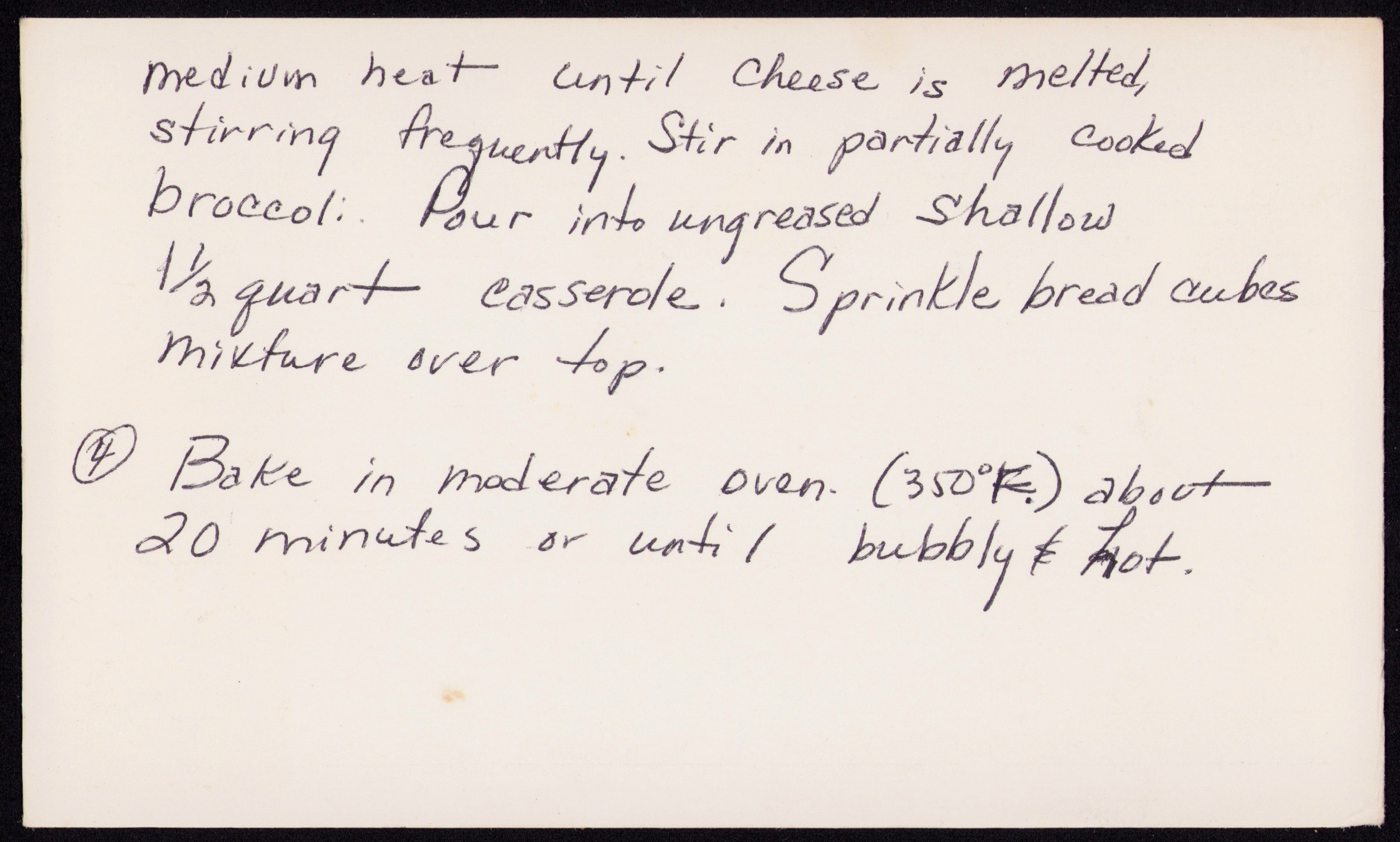 Cheesy Broccoli — back of the card