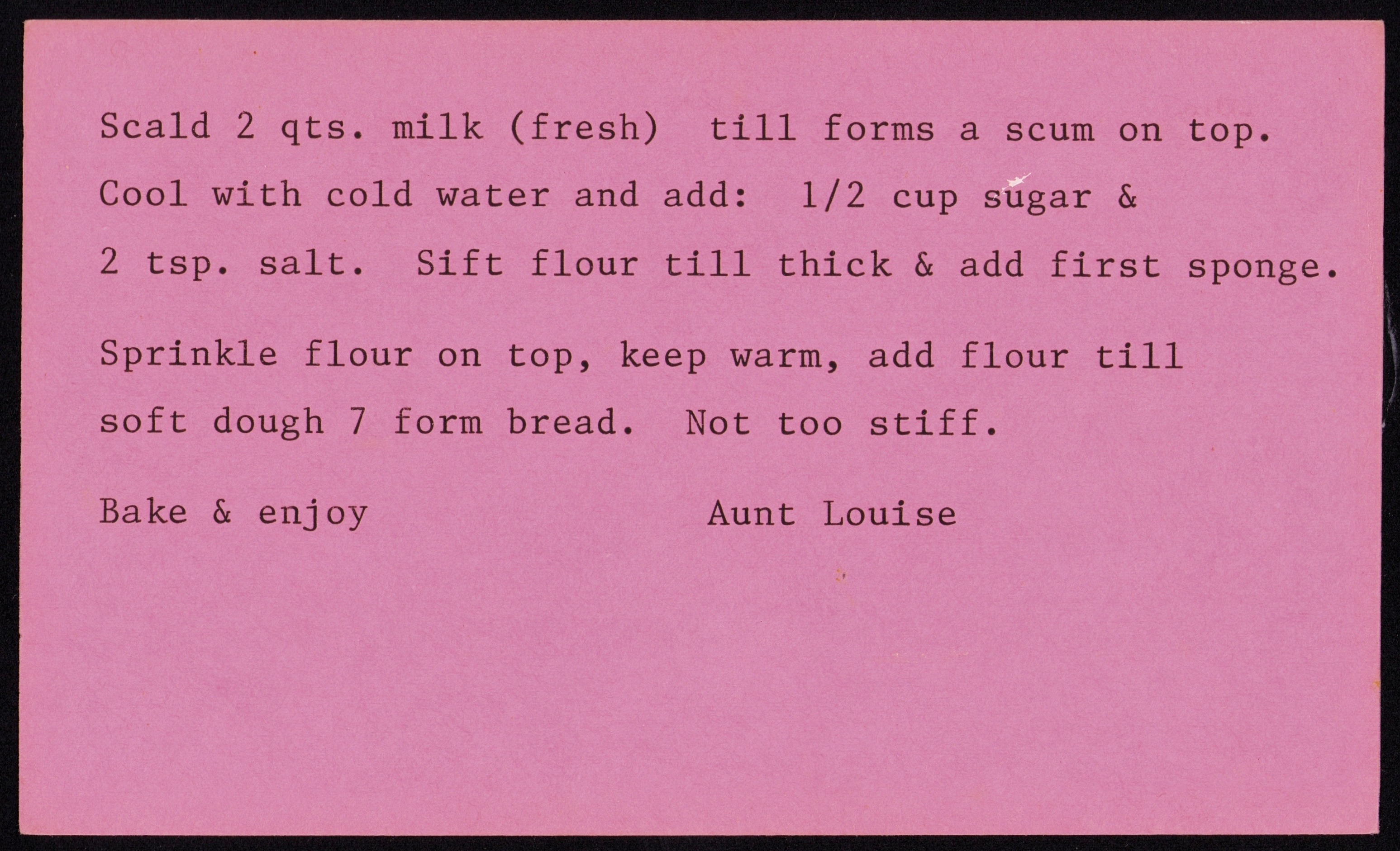 Stone Ground Corn Meal / Salt Rising Bread — back of the card