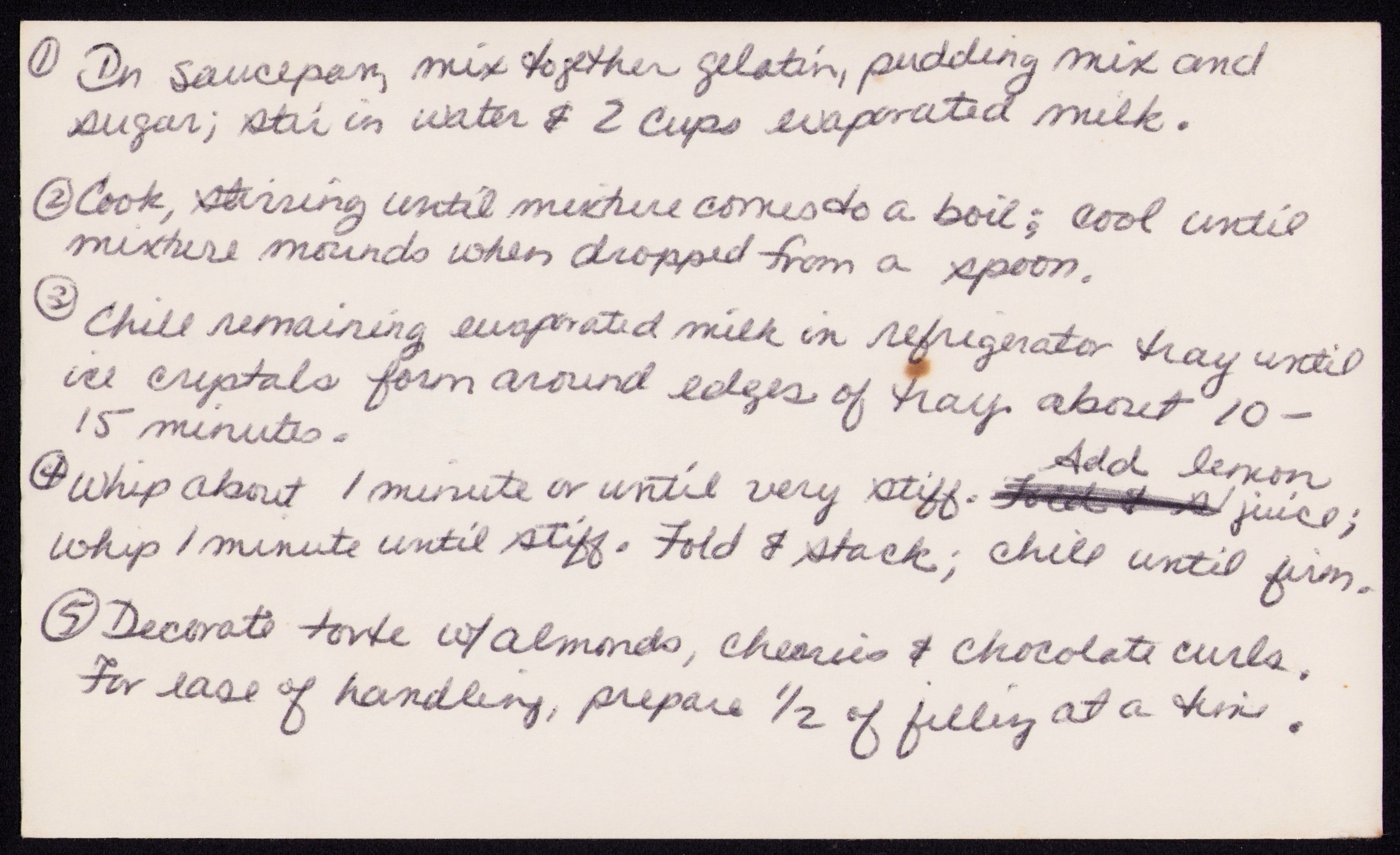 Chocolate Torte — back of the card