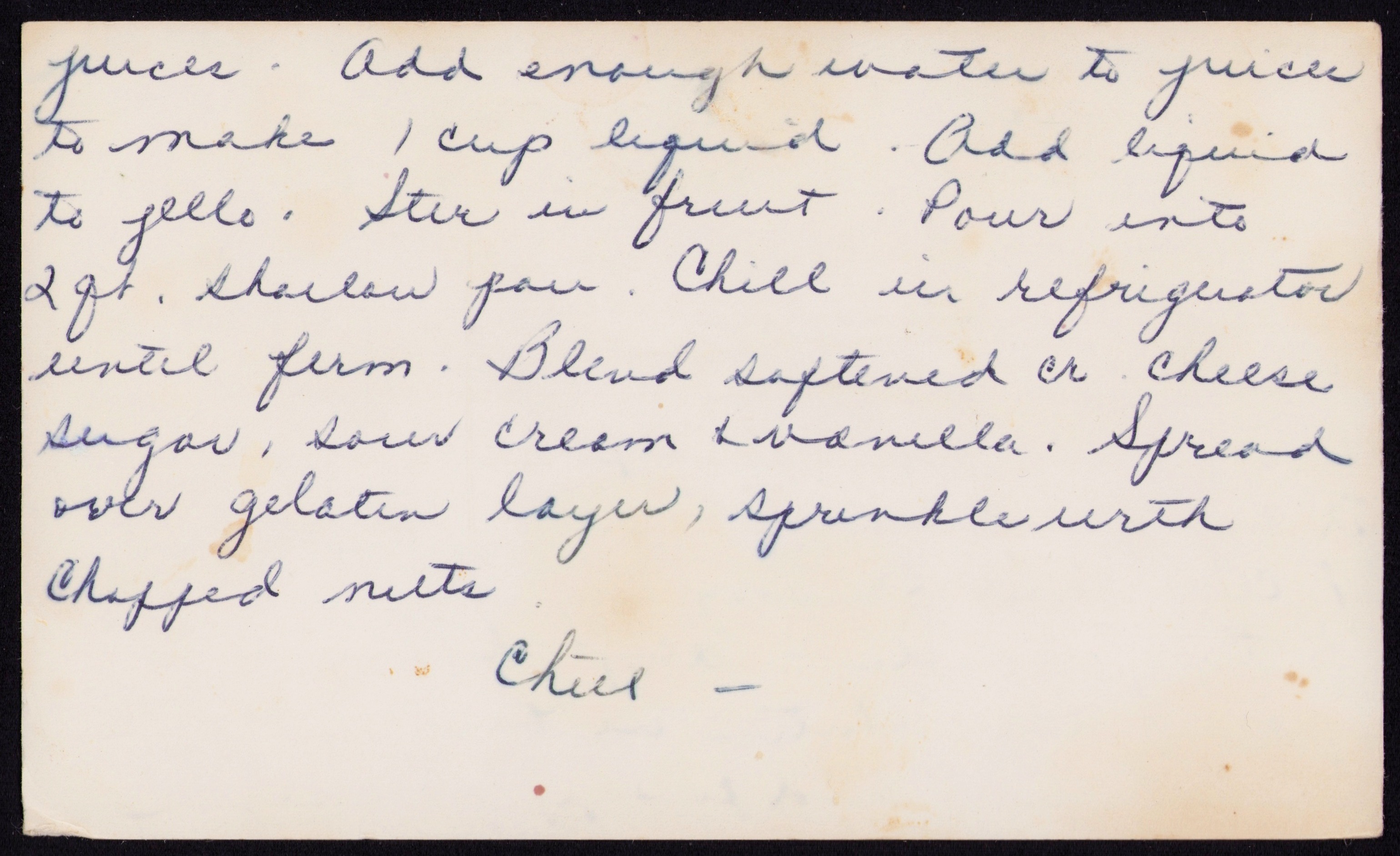 Blueberry Salad Supreme — back of the card
