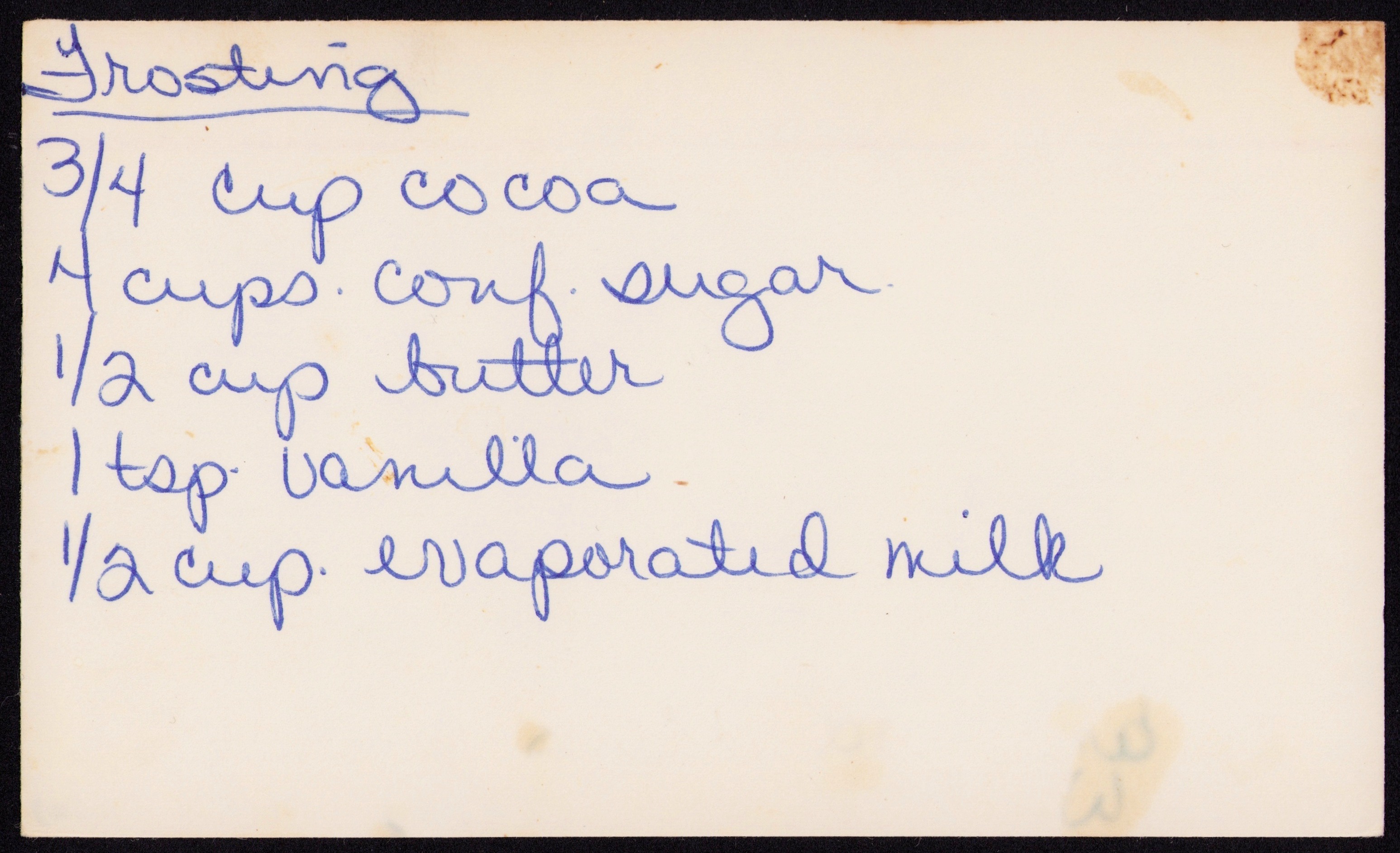 Chocolate Cupcakes — back of the card