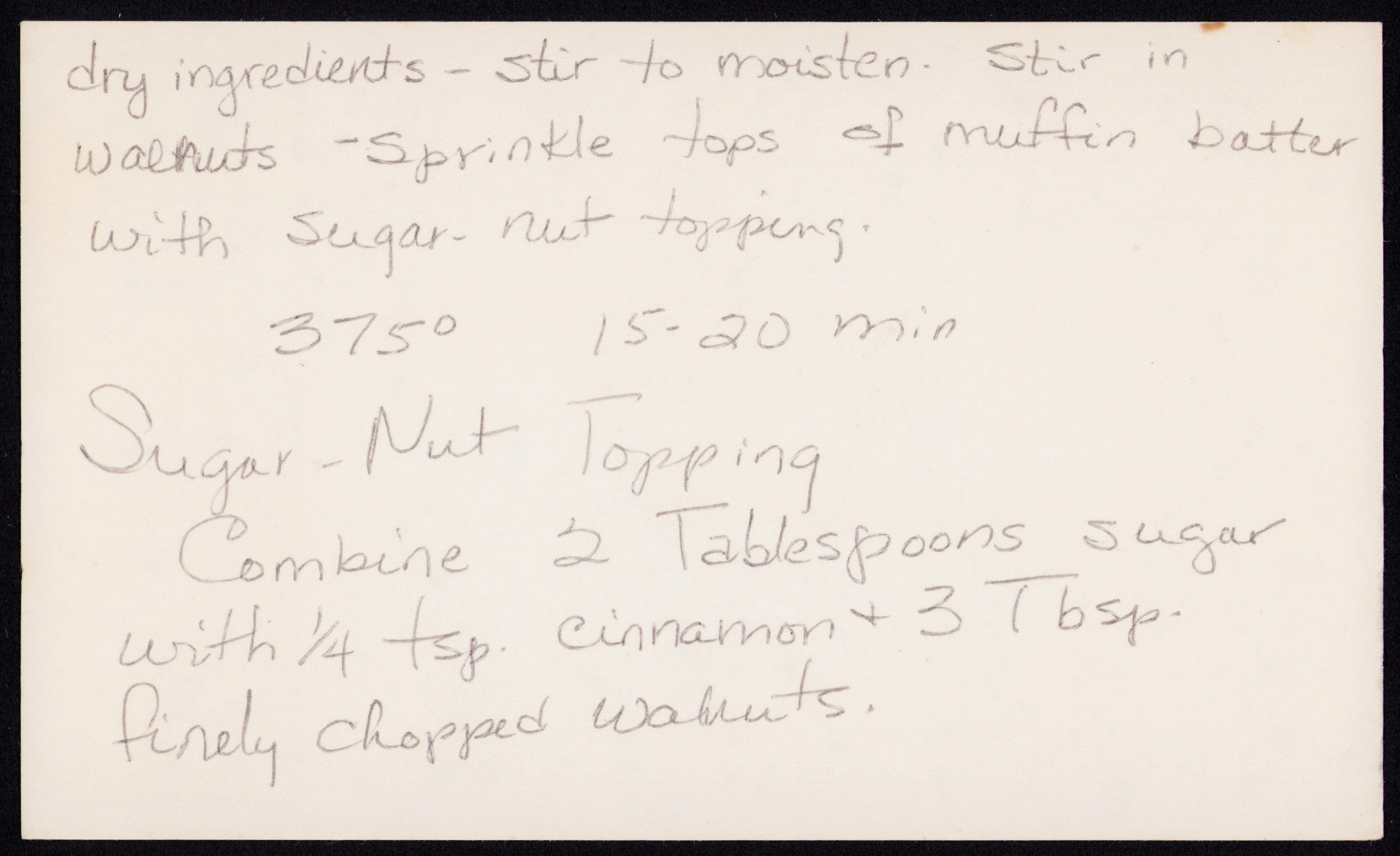 Maple Walnut Muffins — back of the card