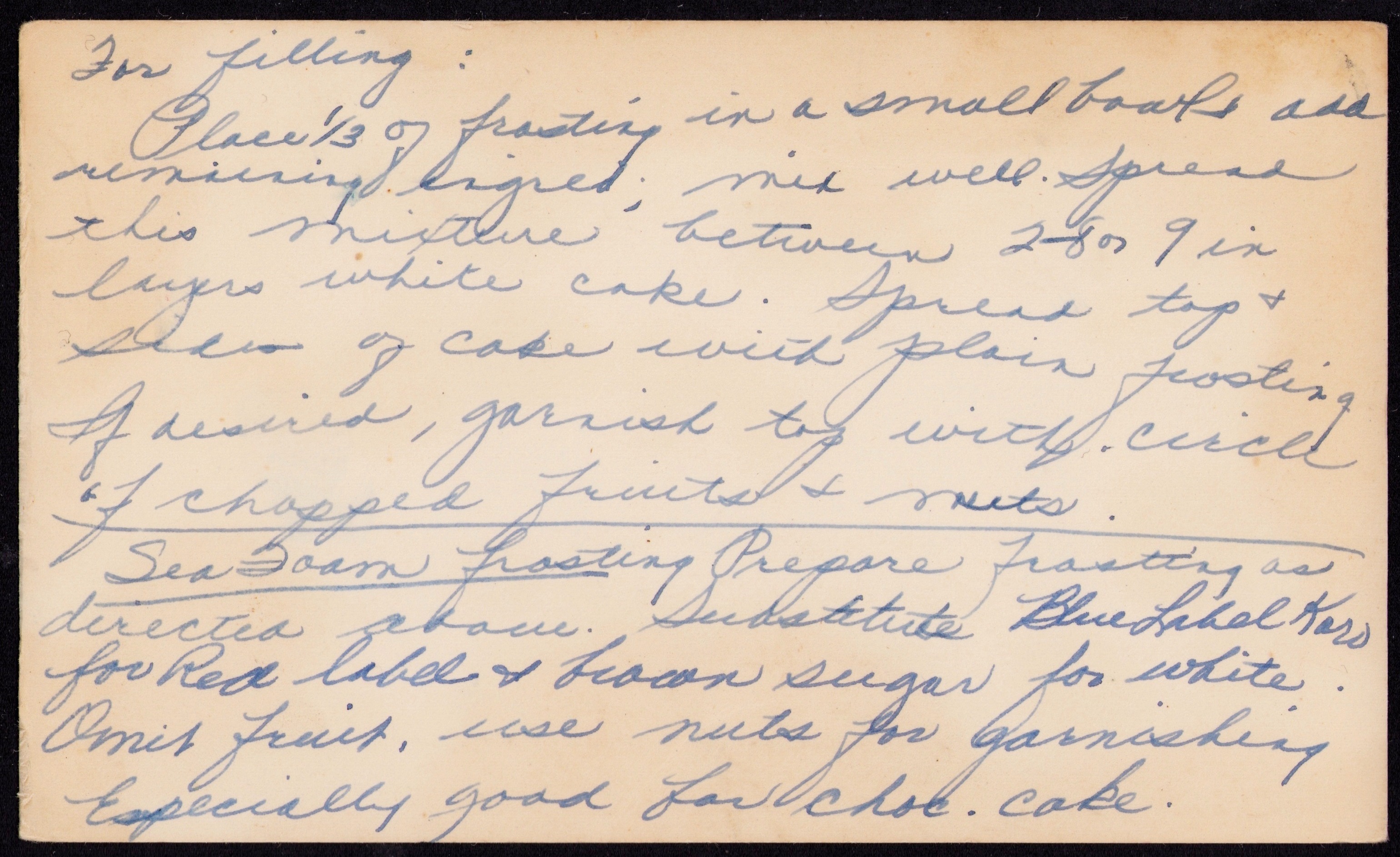 Lora Baltimore Frosting — back of the card