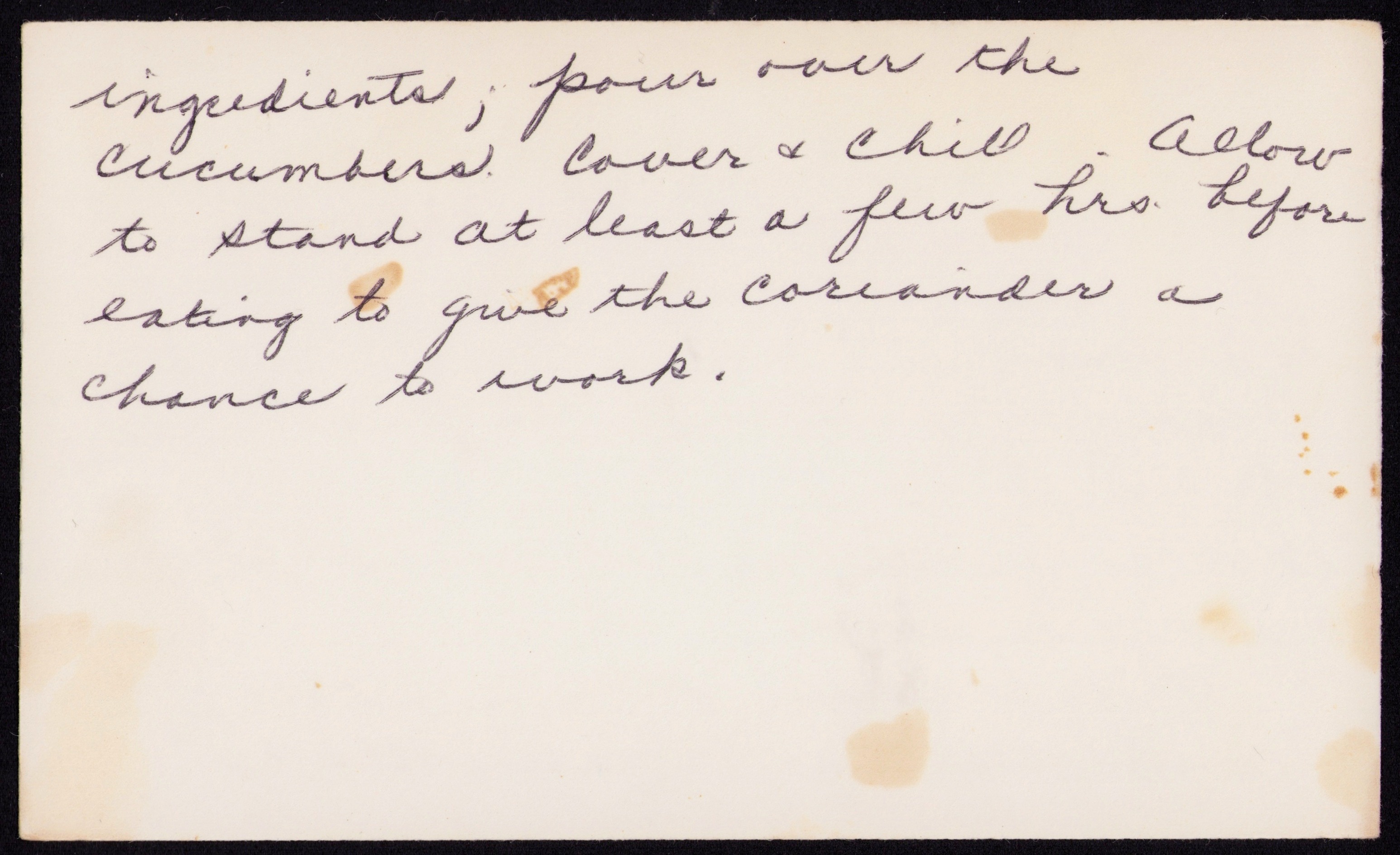 Cucumber Salad — back of the card