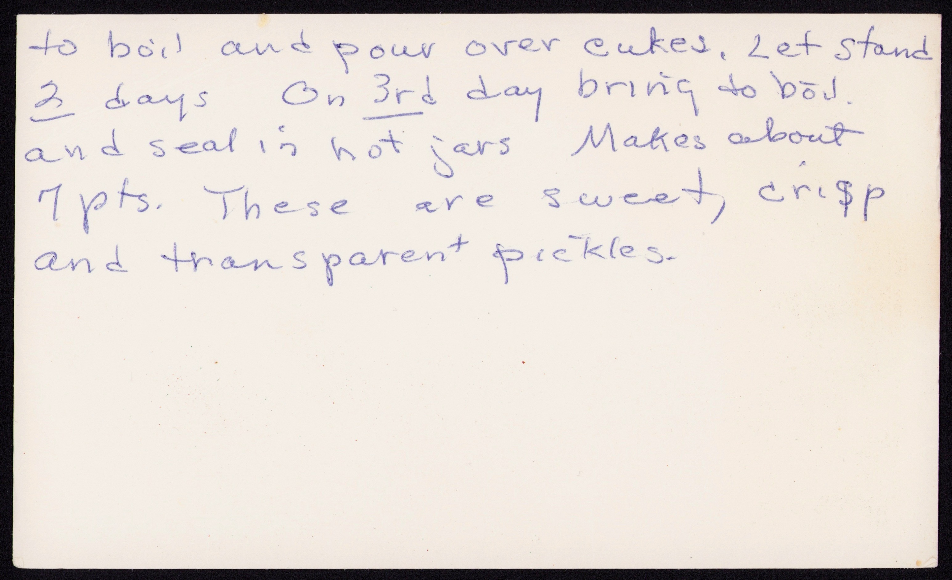 Company Best Pickles — back of the card