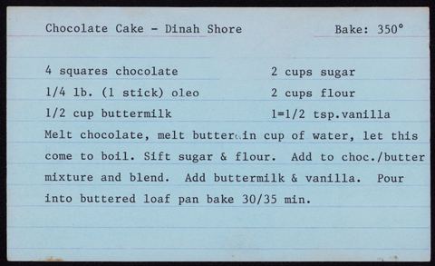 Chocolate Cake - Dinah Shore