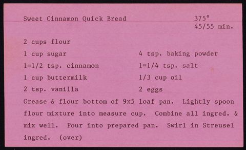 Sweet Cinnamon Quick Bread