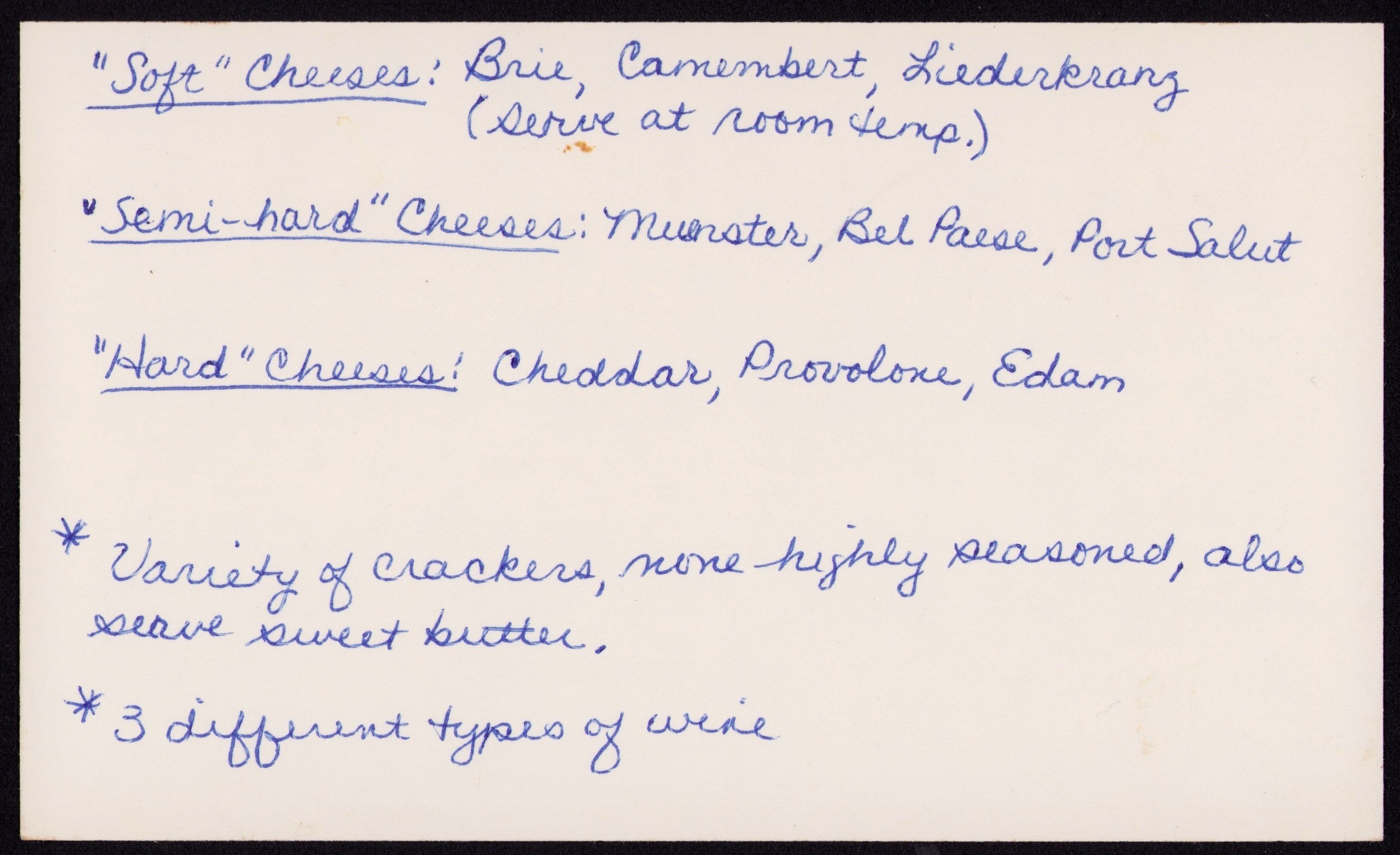 Wine — back of the card