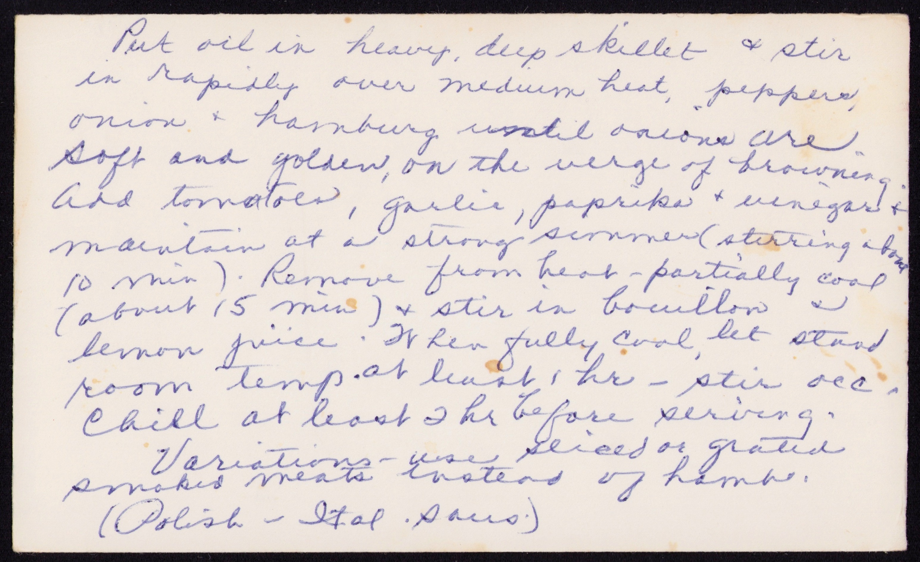 Basic Cooked Gazpacho — back of the card