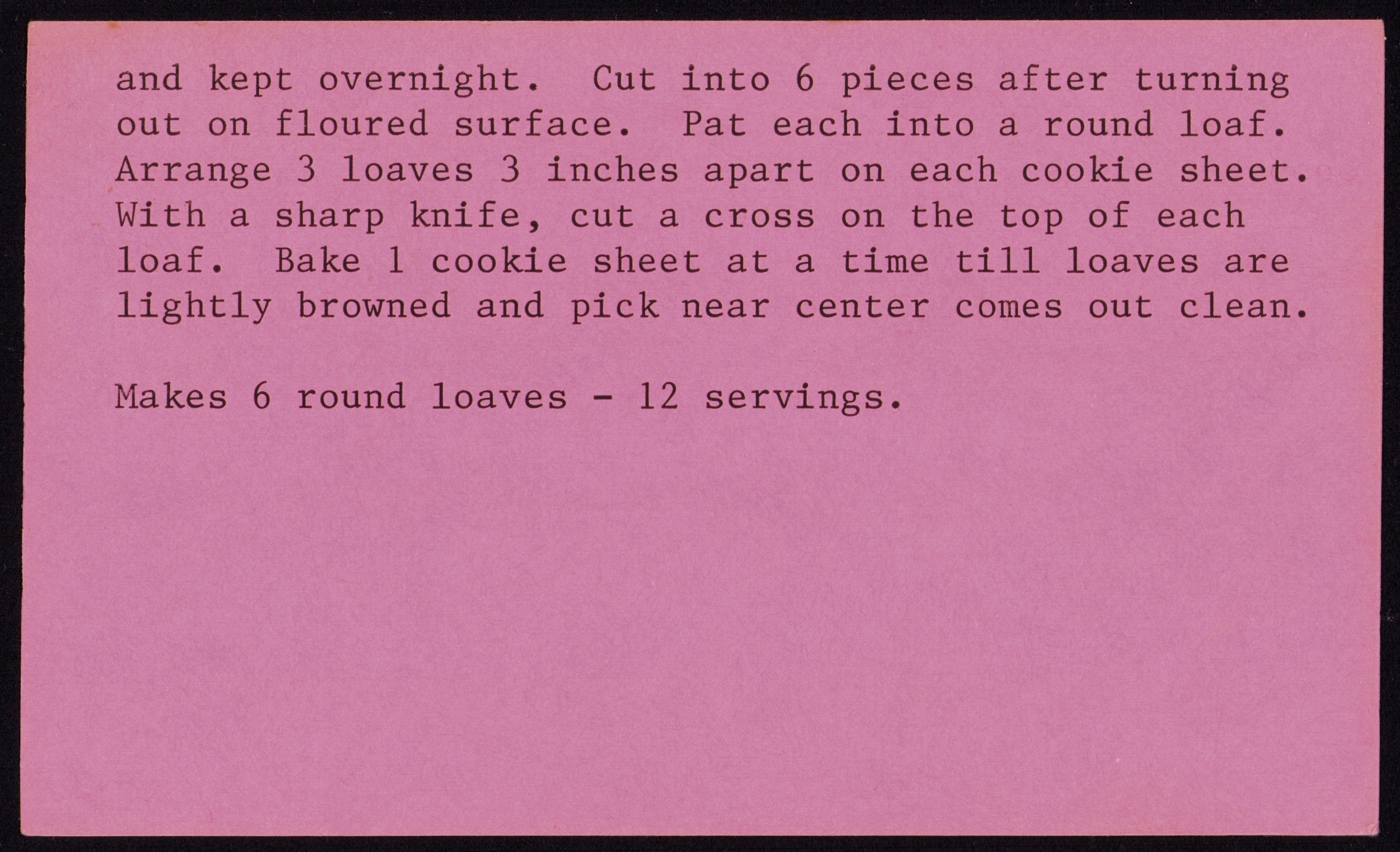 Irish Soda Bread — back of the card