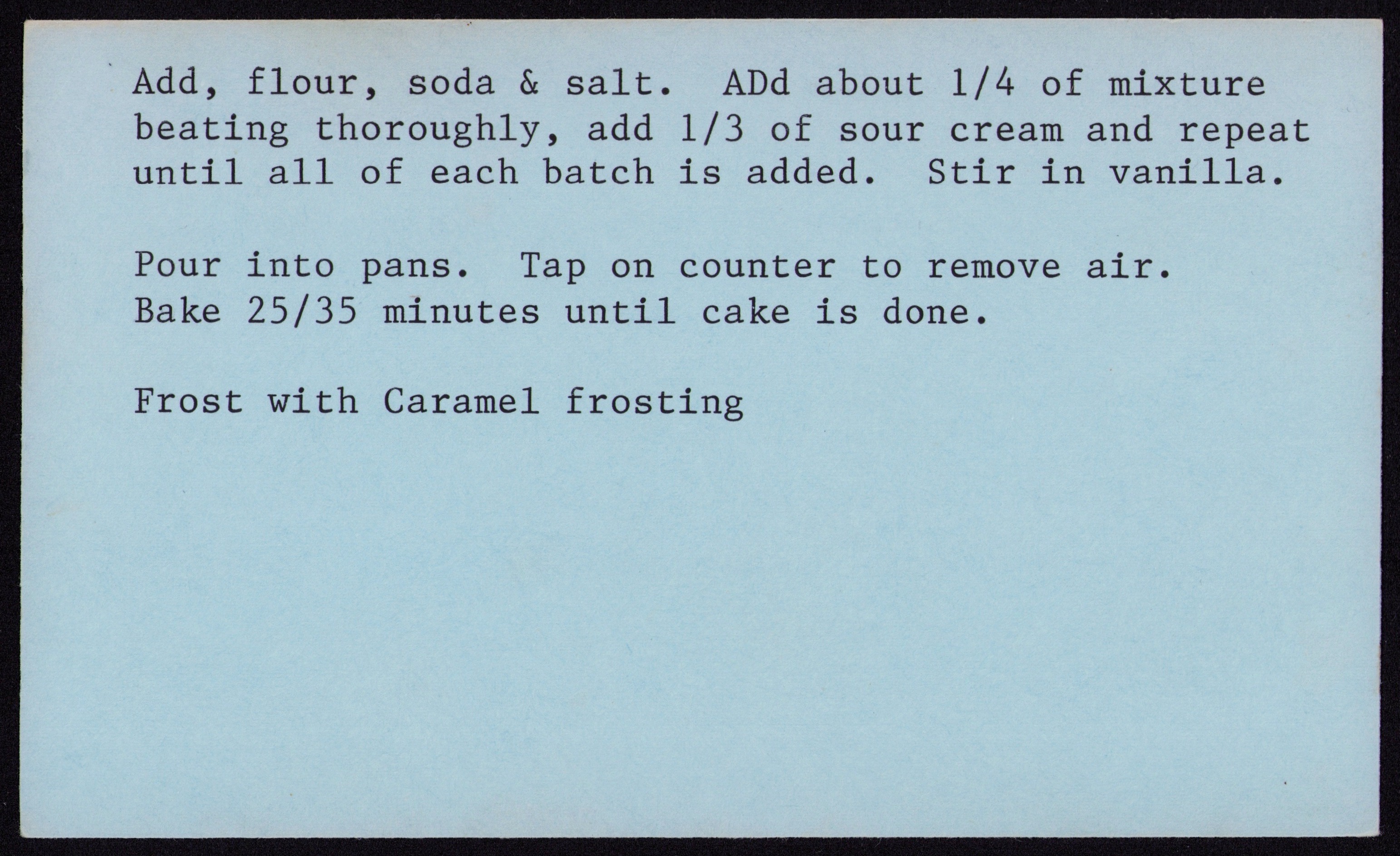Cream Caramel Cake — back of the card