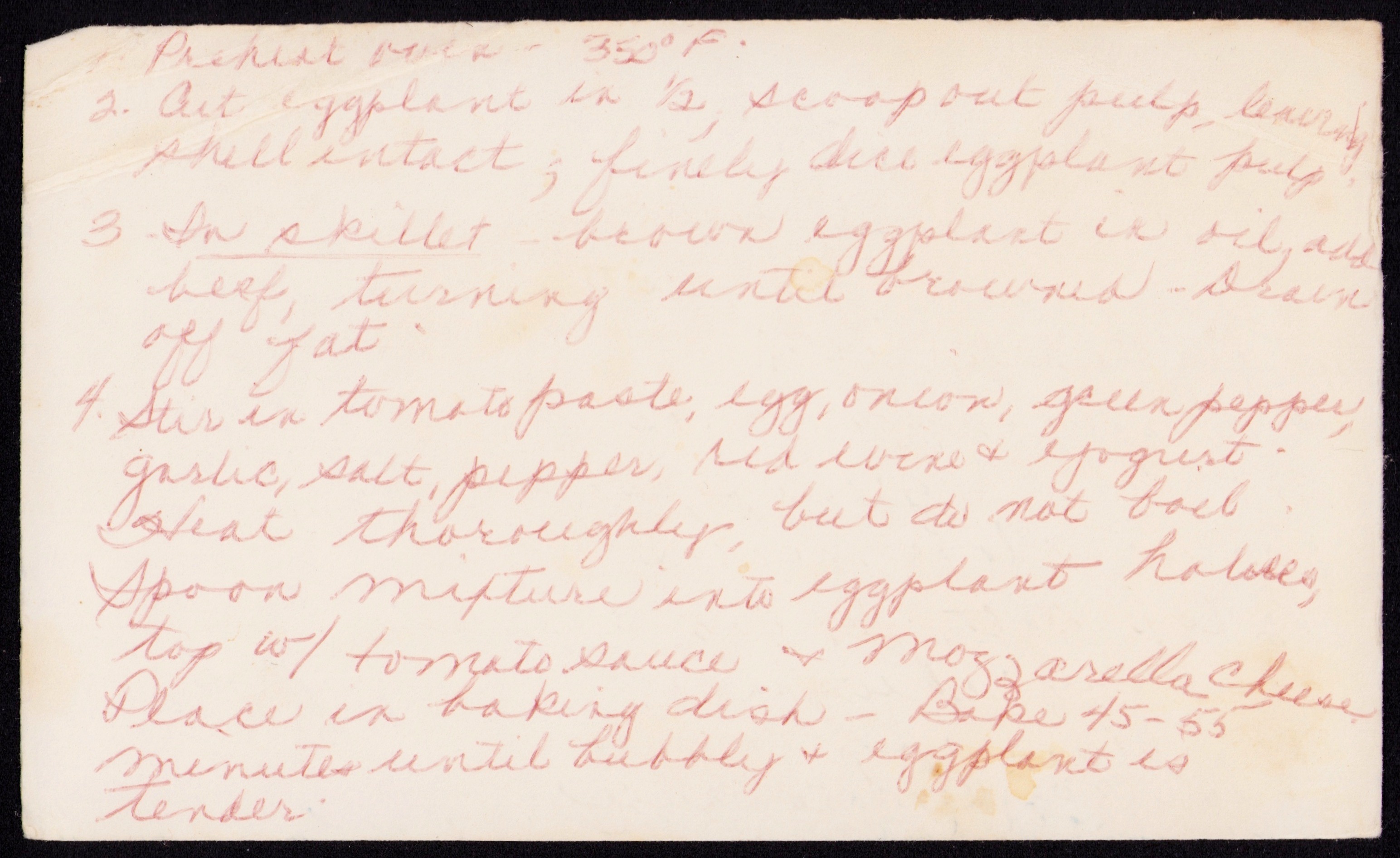 Baked Stuffed Eggplant — back of the card