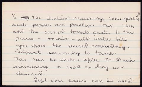 Italian Tomato Sauce (continuation card)