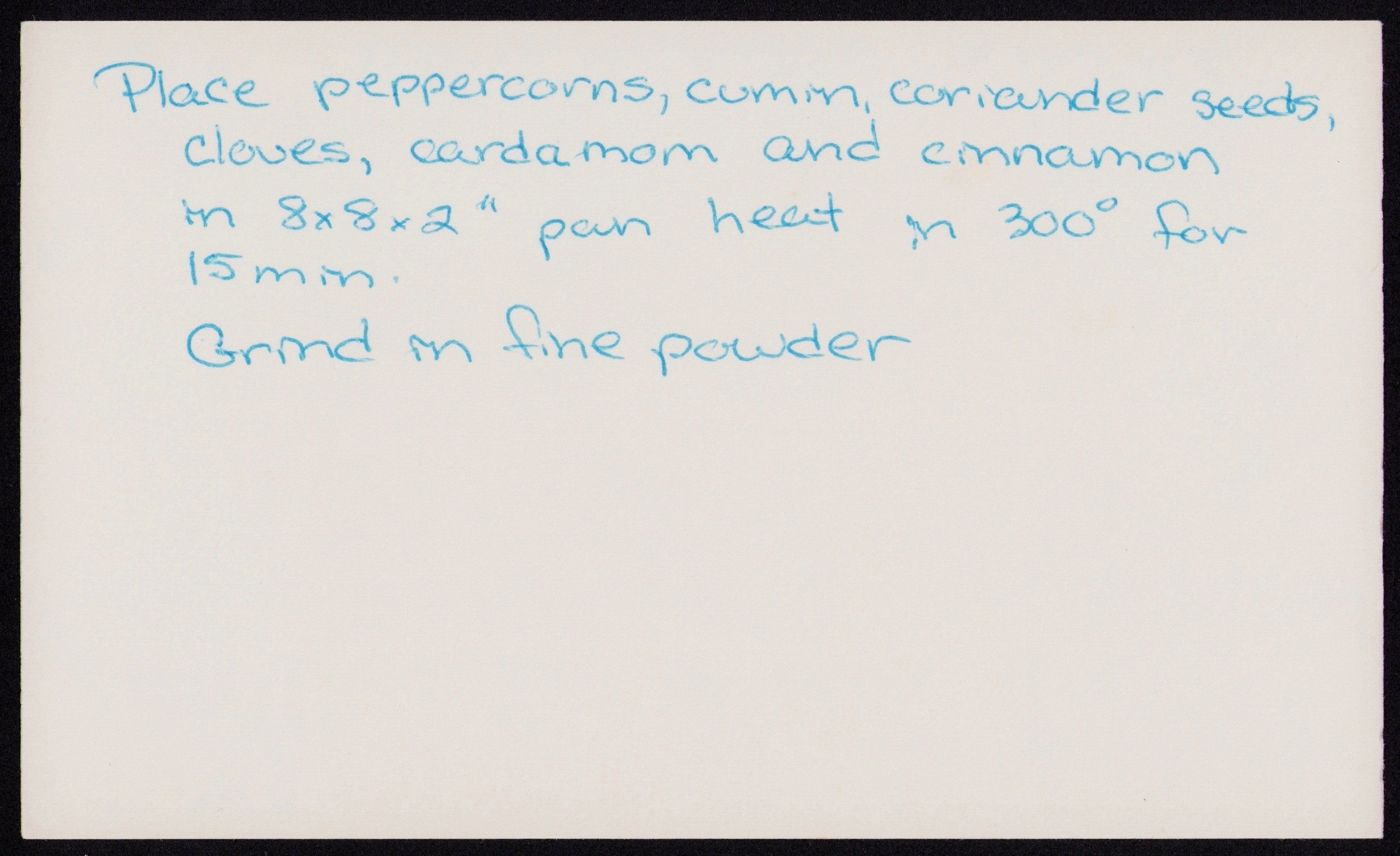 Garam Masala — back of the card