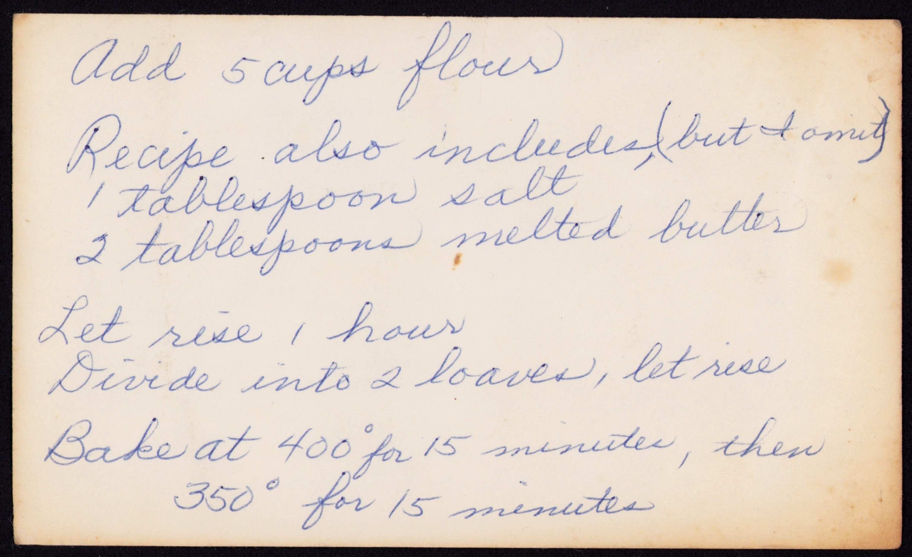 Oatmeal Bread — back of the card